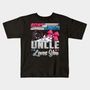 burnouts or bows gender reveal Party Announcement Uncle Kids T-Shirt